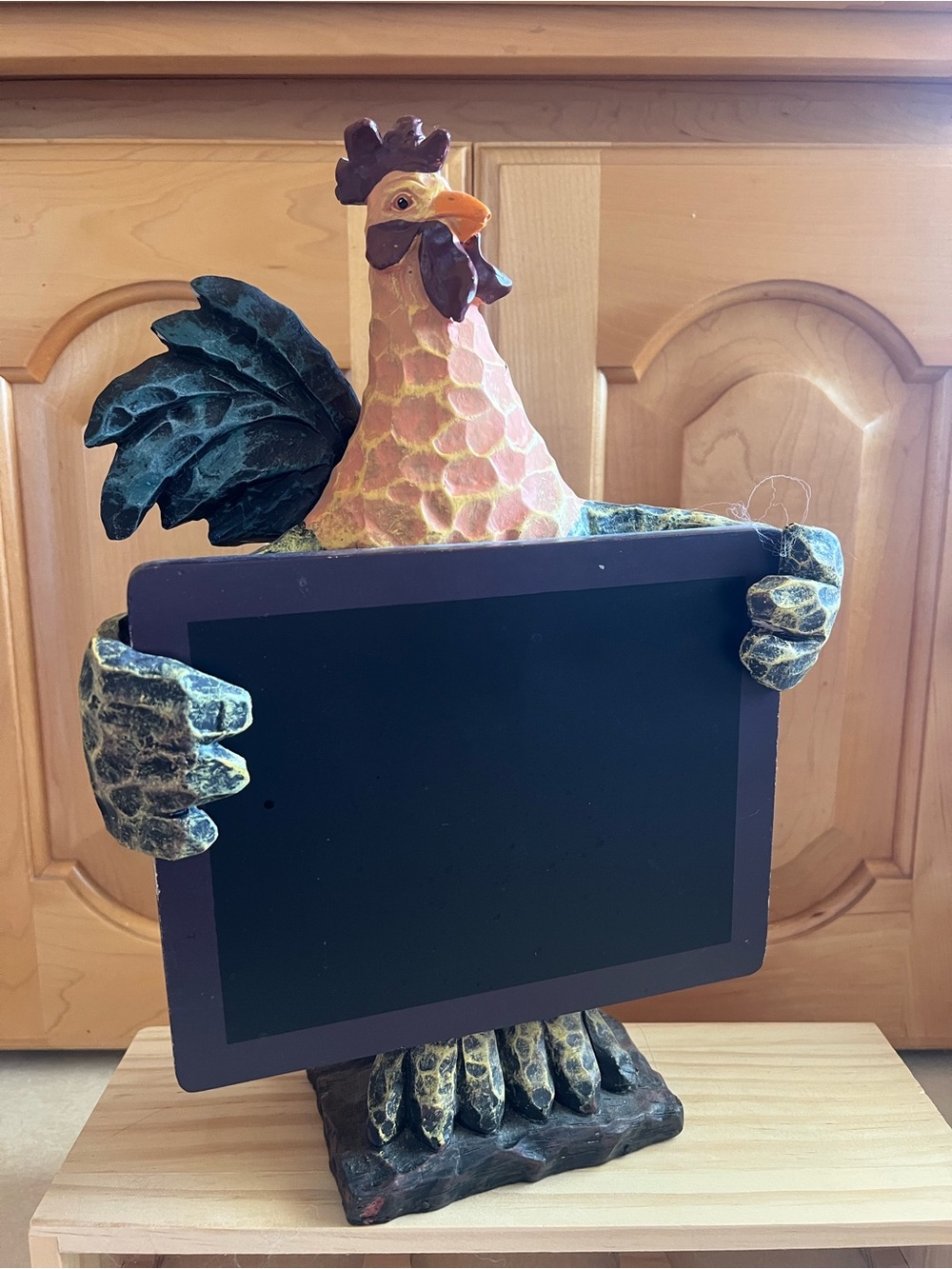 Vintage Rooster Holding Chalkboard